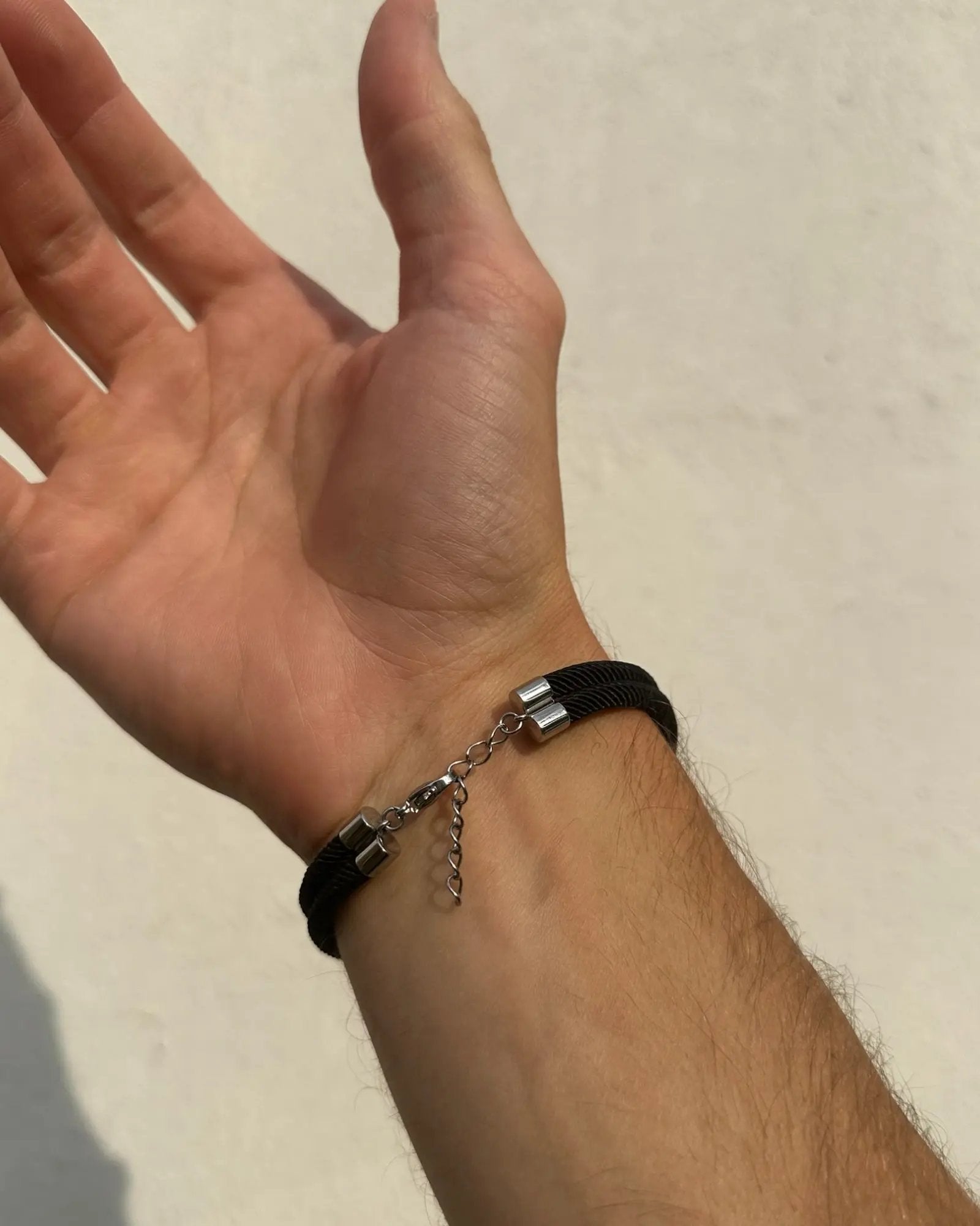 BRACELET CORDE - ARGENTÉ Numero One