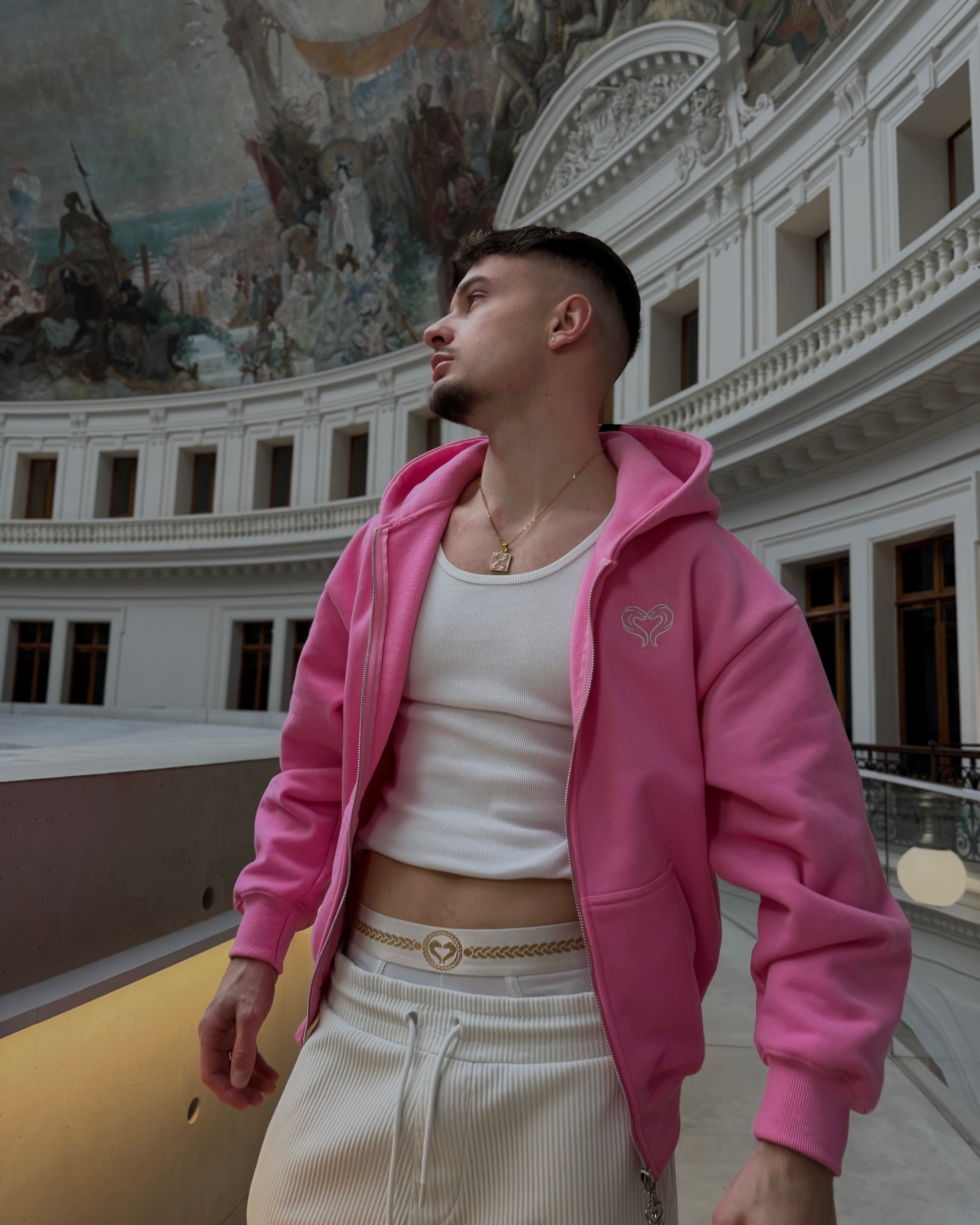 SWEAT ZIPPÉ - ROSE BUBBLE GUM