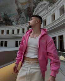 SWEAT ZIPPÉ - ROSE BUBBLE GUM